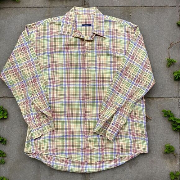 Burberry London Regular Fit Casual Plaid Multicolor Button Front Shirt Size L - Picture 1 of 8